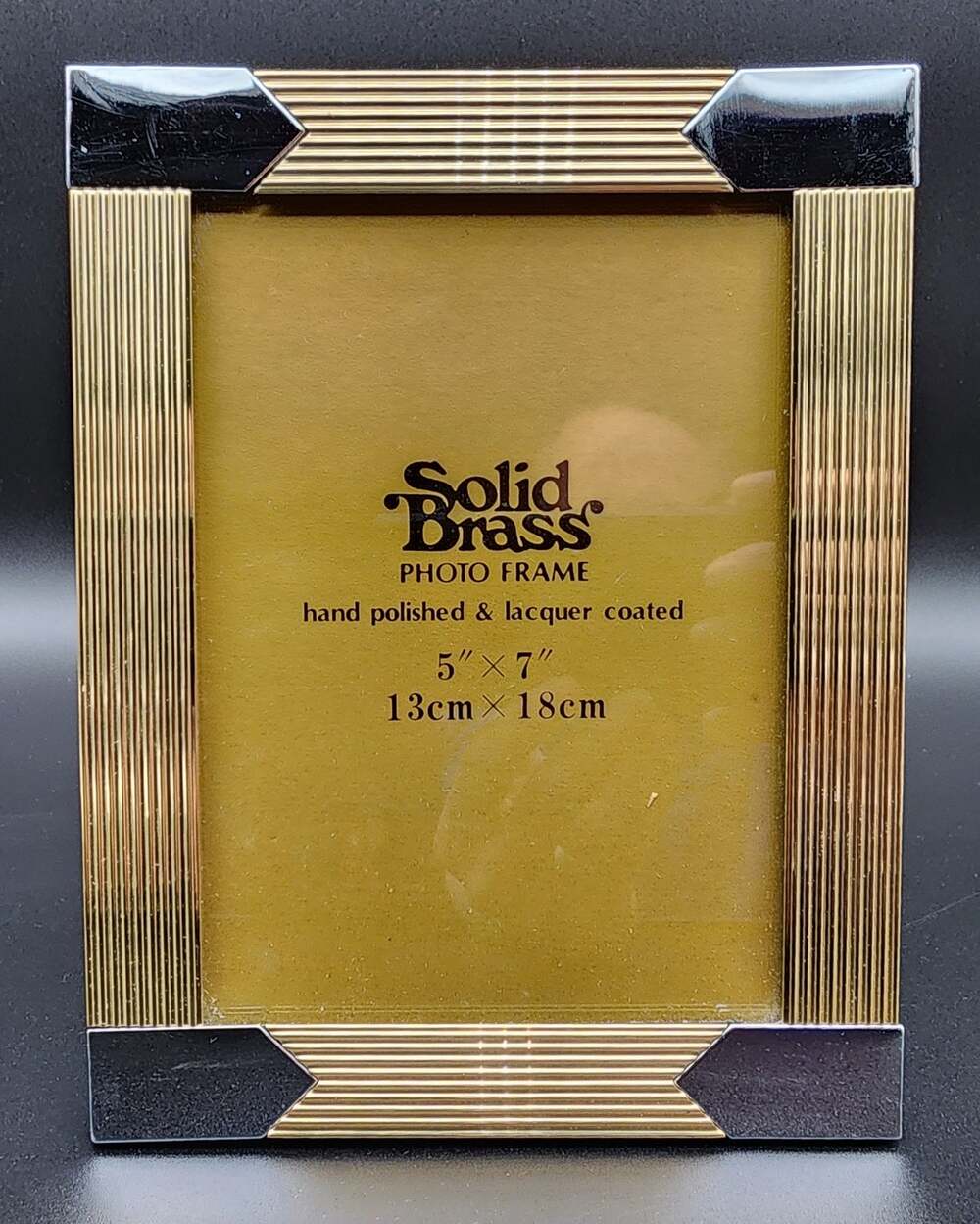 Vintage Solid Brass 5x7 Photo Frame Korea Lacquered w/ Easel & Felt Back